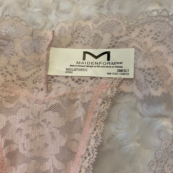 Maidenform Ladies Plus All Over Lace Thong Panty - Pink/Silver - 9/2X - Picture 5 of 10